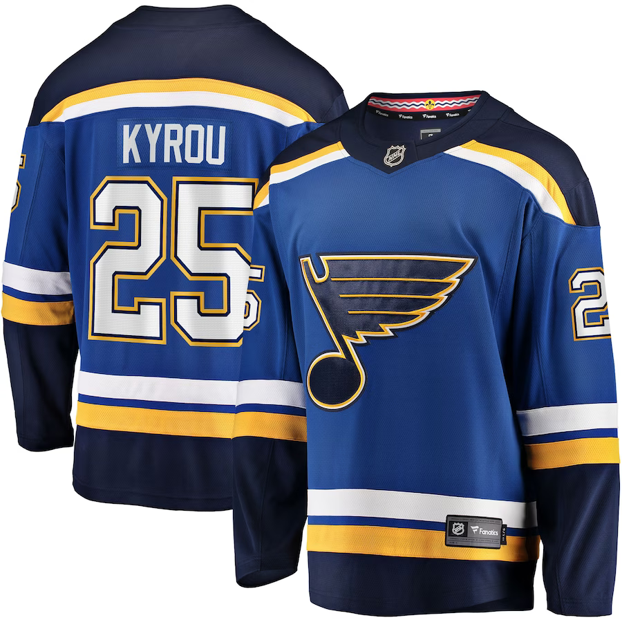 Men's St. Louis Blues Jordan Kyrou #25 Blue Home Team Breakaway Jersey